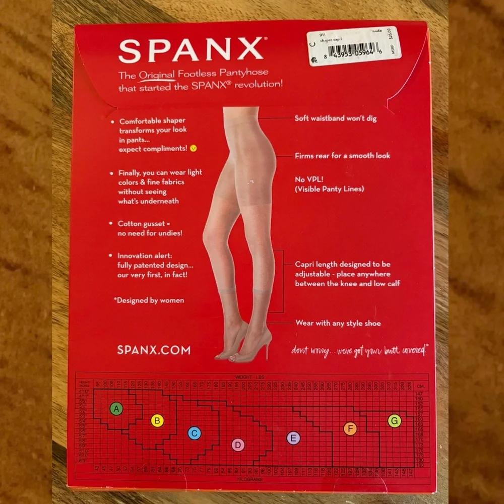 SPANX Footless Pantyhose Power Capri - Size C Nude - Picture 2 of 4
